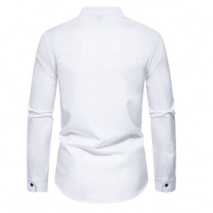 Elegantes Herrenhemd mit Stehkragen und Knopfdesign