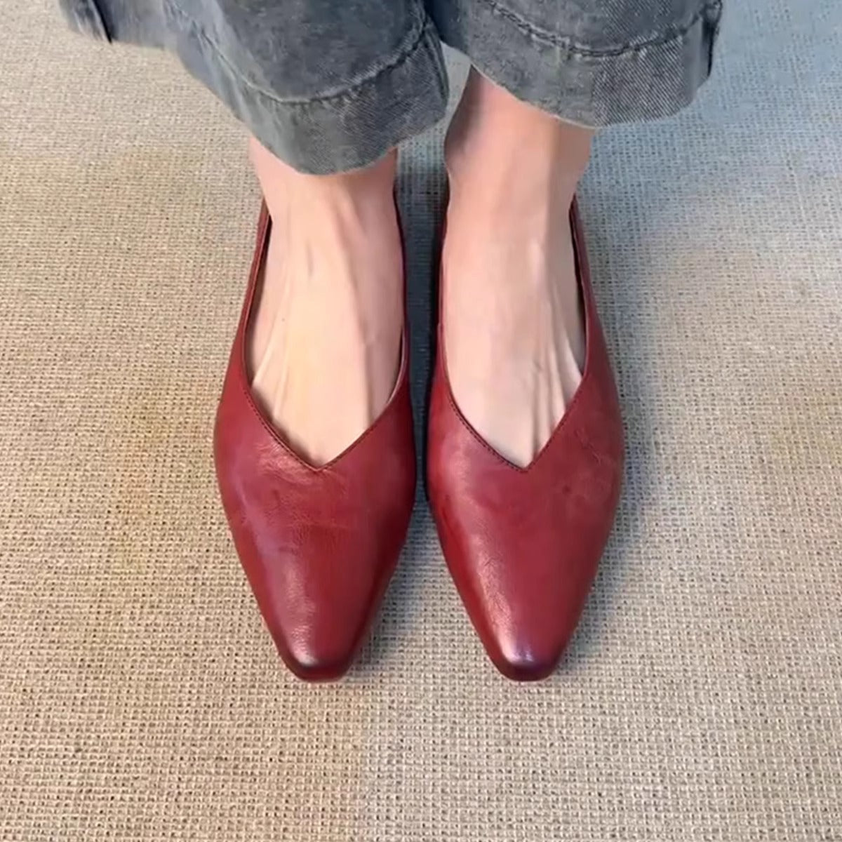 Damen Slipper Spitze Elegante V-Ausschnitt Schuhe