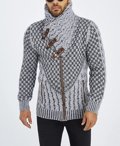 Herren Strickjacke Asymmetrisch Zopfmuster Modern