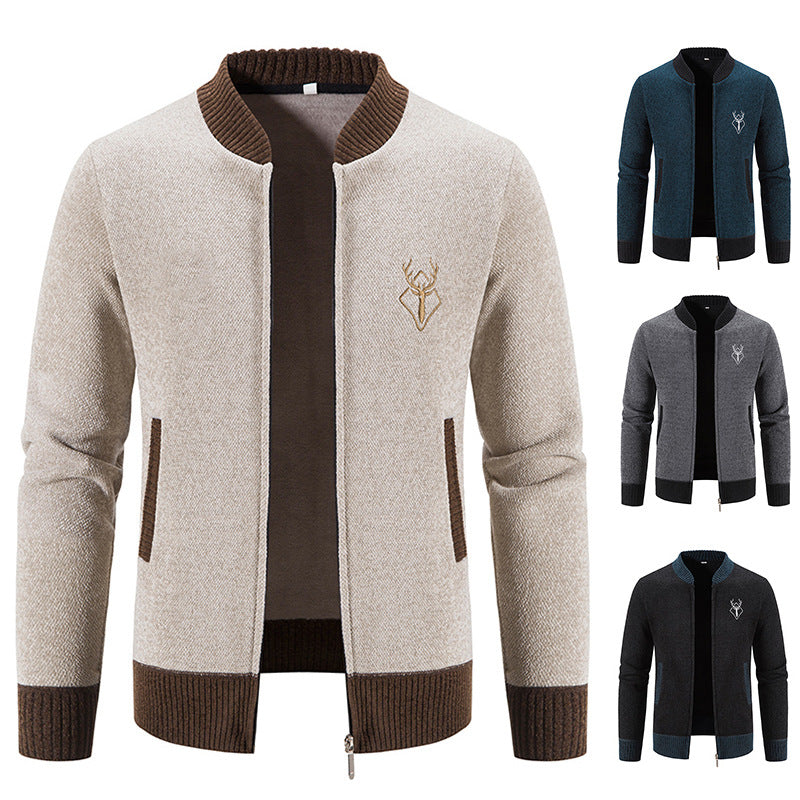 Herren Strickjacke Modern Reißverschluss Hochkragen - BerlinGlamour