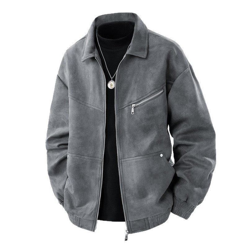Lederjacke Herren Casual Schwarz Modern