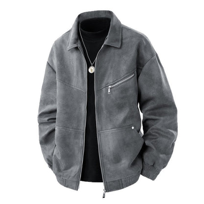 Lederjacke Herren Casual Schwarz Modern