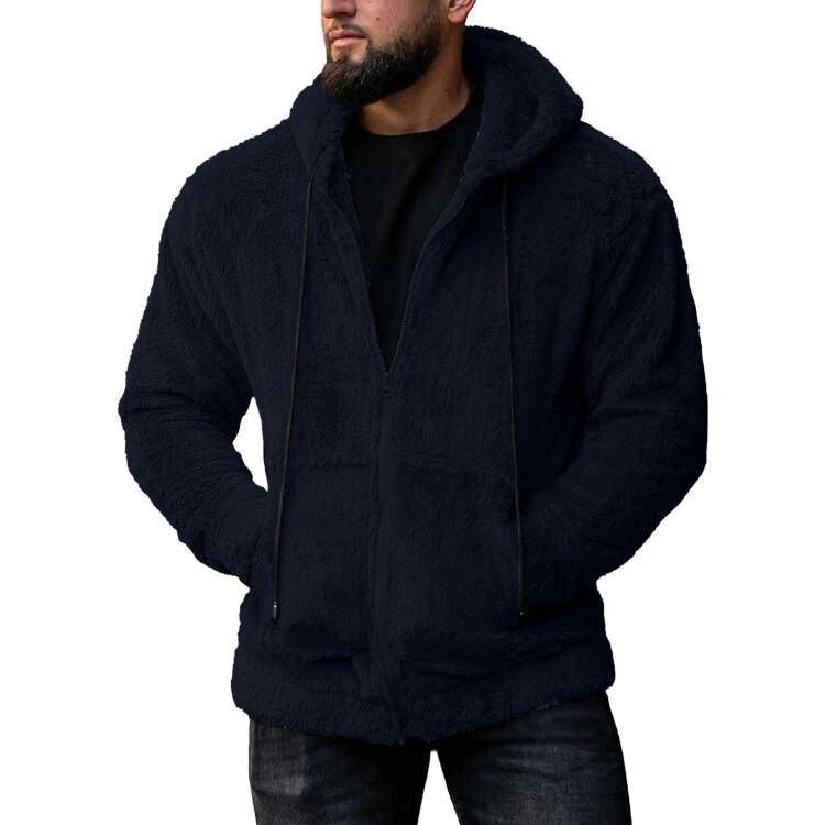 Herren Fleecejacke Warm Kapuze Taschen Sportlich