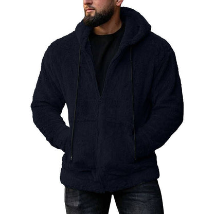 Herren Fleecejacke Warm Kapuze Taschen Sportlich