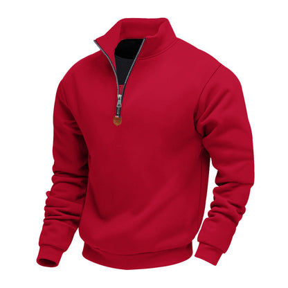 Herren Pullover Sportlich Stehkragen Halbzipper