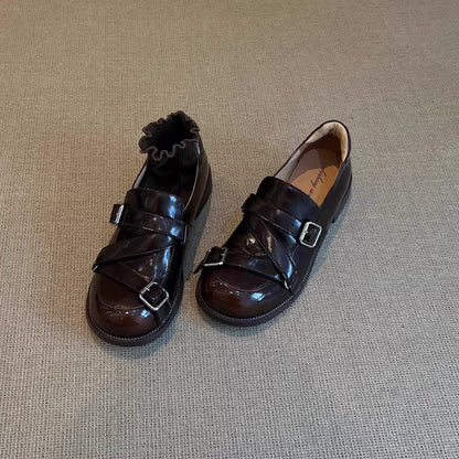 Damen Slipper Glänzend mit Schnallenverschluss Modern