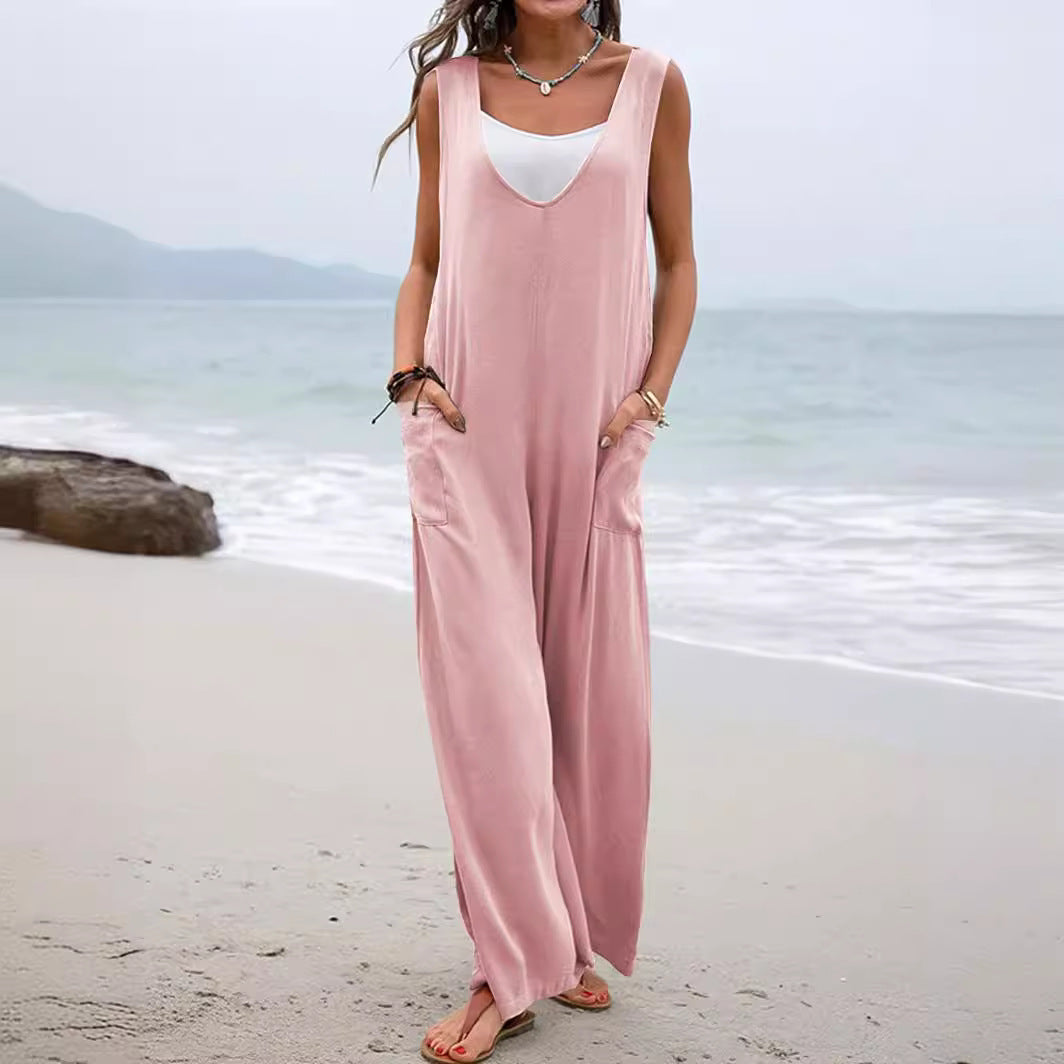 Damenoverall Bequem Sommer Leicht mit Taschen