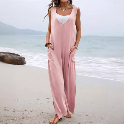 Damenoverall Bequem Sommer Leicht mit Taschen