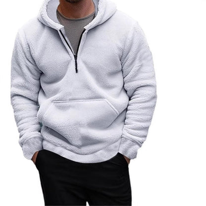 Herren Fleece Hoodie Warm Halblang Reißverschluss