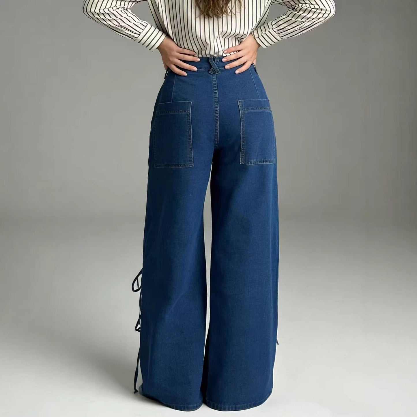 Weite Damenjeans mit Schnürung Elegant