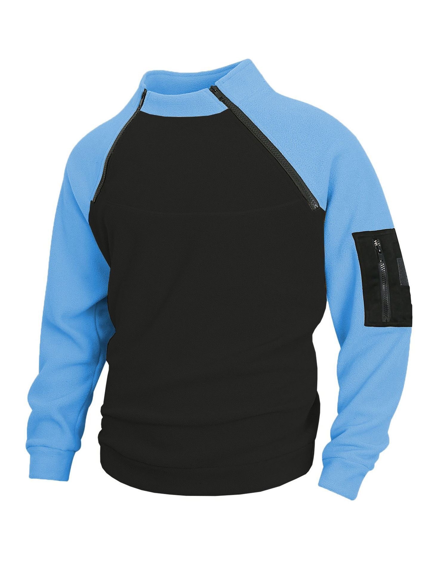 Herren Fleece Pullover Warm mit Reißverschluss Kragen