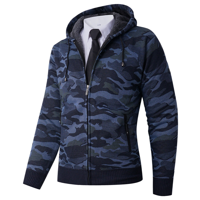 Herren Hoodie Camouflage Kapuze Gefüttert Modern
