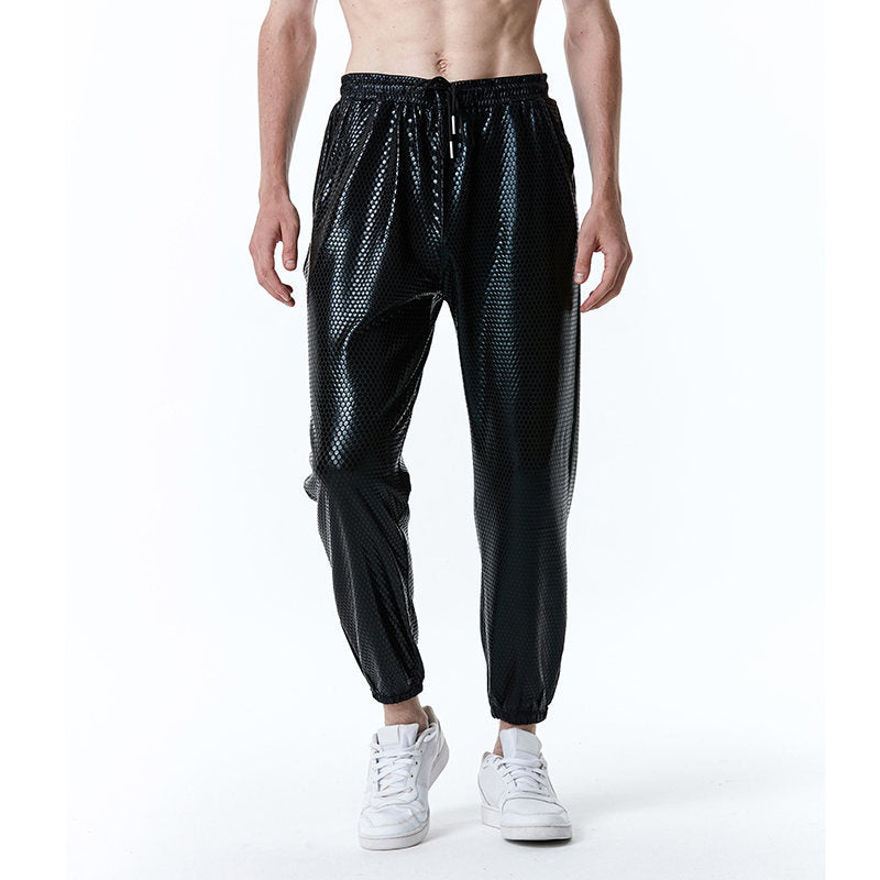Herren Hose Metallic Mesh Trendy Sportlich