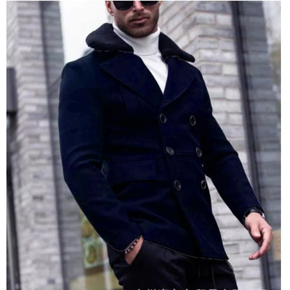 Herren Wollmantel Eleganter Teddyfell Kragen Winter