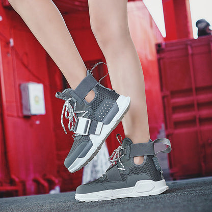 Damen Sneaker Sportlich High-Top mit Riemensystem Schwarz