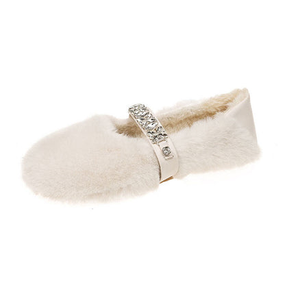 Damen Filzpantoletten Weich mit Schmuckband Winter