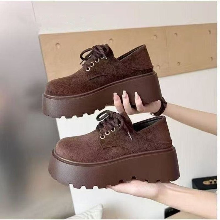 Damen Plateau-Schnürschuhe Bequem Wildleder Schuhe Höhe