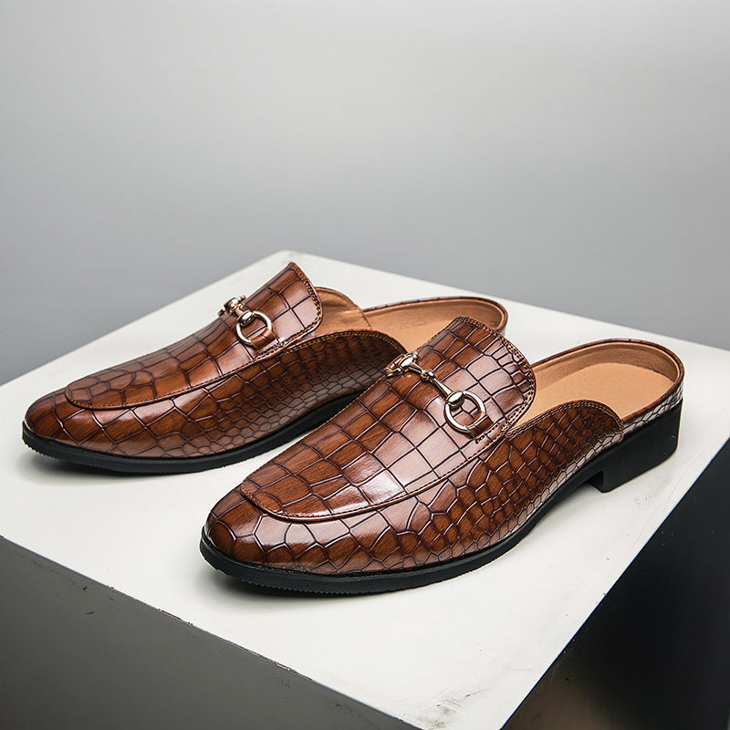 Damen Mokassins Elegante Krokodilleder Schuhe Goldene Akzente