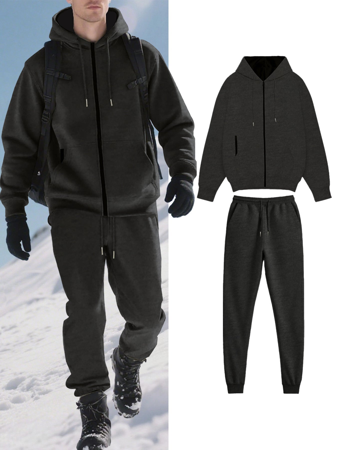 Herren Jogginganzug Warm Futter Taschen Sportlich