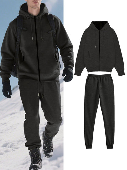 Herren Jogginganzug Warm Futter Taschen Sportlich