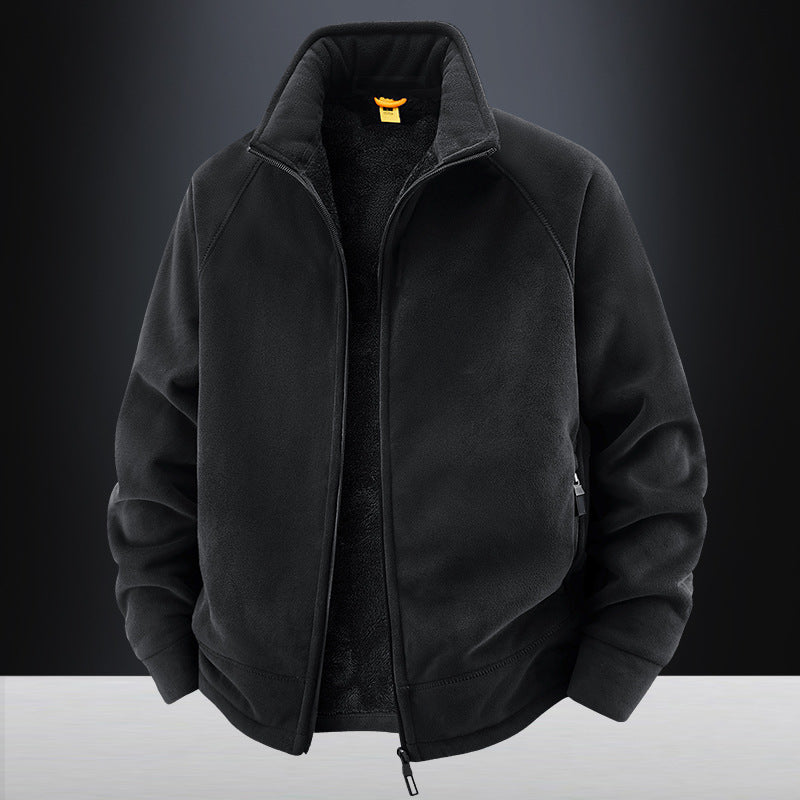 Herren Fleecejacke Weich Warm Reißverschluss Schwarz