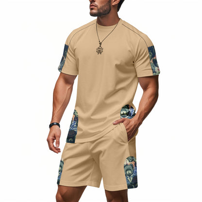 Herren Freizeit-Set mit bedrucktem Shirt und Shorts Trendy Sommer - BerlinGlamour