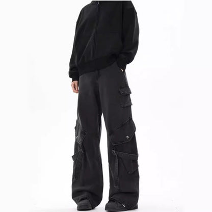 Damen Cargo-Hose Bequem Weite Passform Mit Seitentaschen