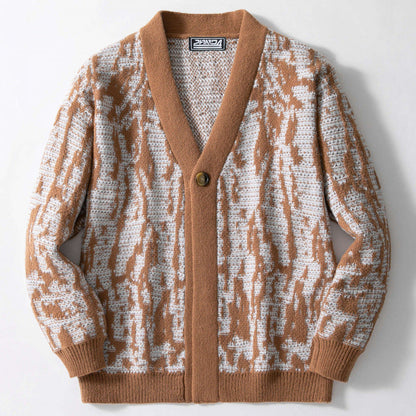 Herren Strickcardigan Modern mit V-Ausschnitt und Muster