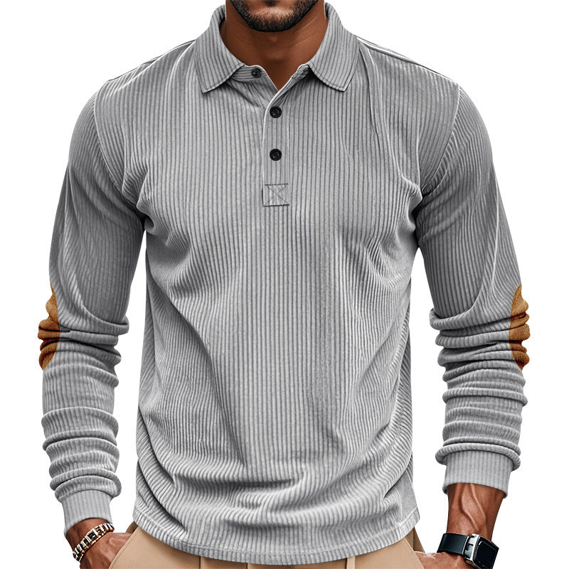Herren Pullover Lässig Kord mit Lederdetails Modern