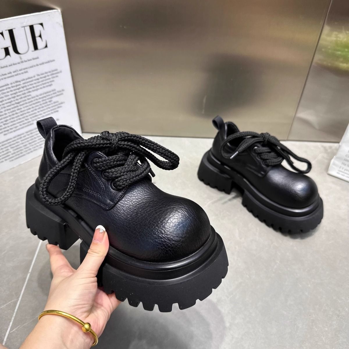 Damen Schnürboots Robust Plateau Rutschfest Stiefel