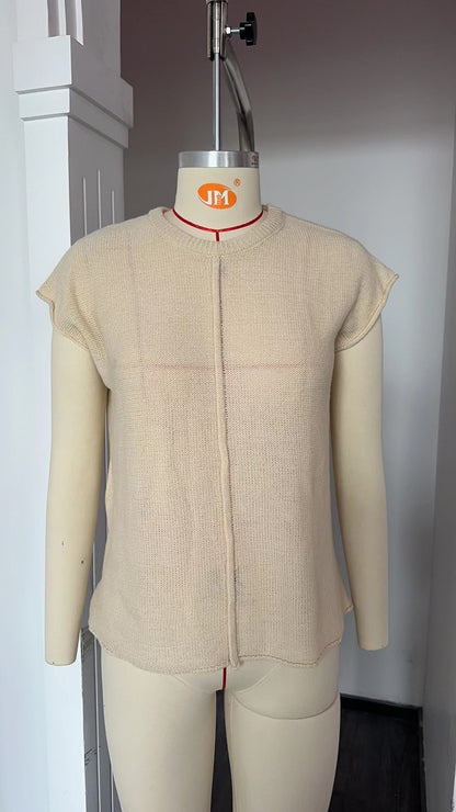 Damen Stricktop Kurzärmelig Struktur Optik Modern