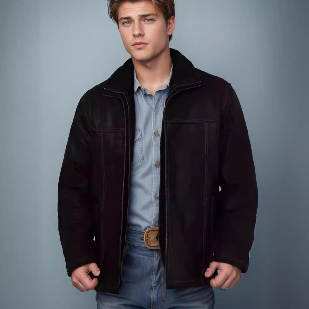 Herren Lederjacke Robust Modern Mit Taschen - BerlinGlamour