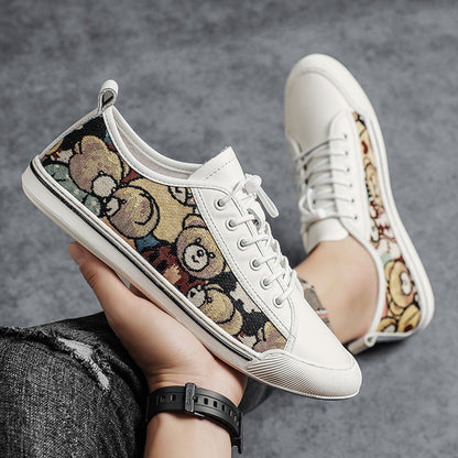 Damen Sneaker Bären Motiv Rutschfest Schwarz