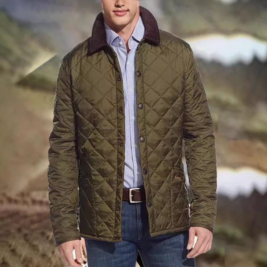 Herren Steppjacke Gefüttert Warm Mit Kragen Und Taschen
