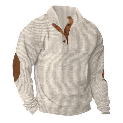 Herren Pullover Strukturiert Lederapplikationen Modern