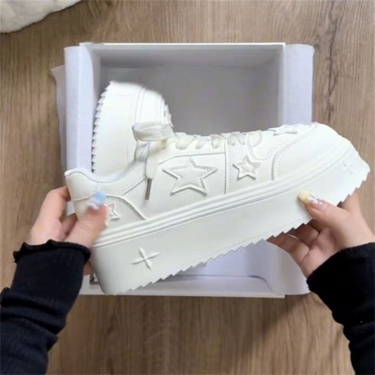 Damen Plateau Sneaker Sternen Muster Komfort Sohle