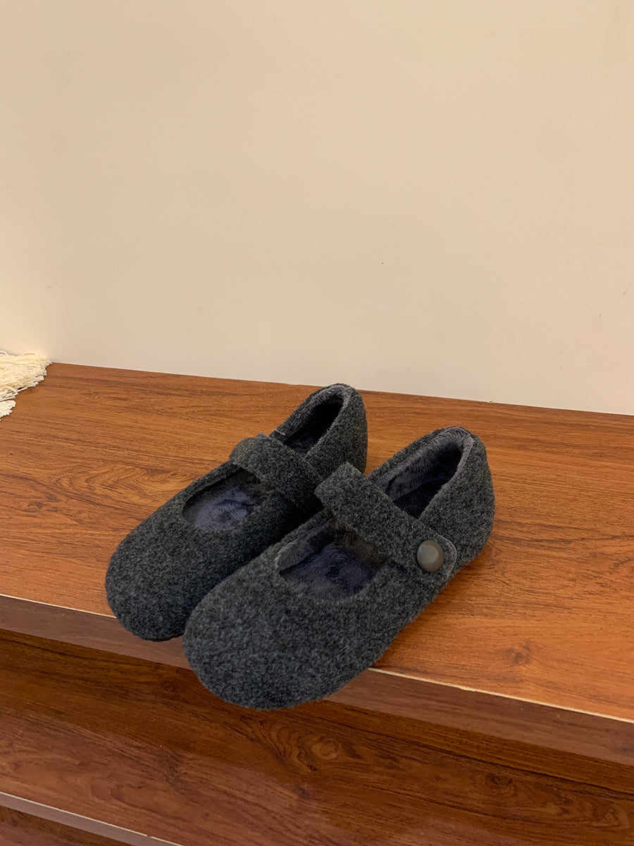 Damen Hausschuhe Wollfilz Warm mit Riemen Schuhe Winter