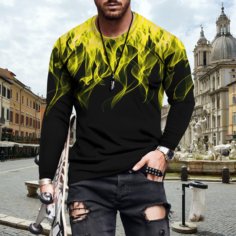 Herren Langarmshirt Flammenmuster Trendy Modern