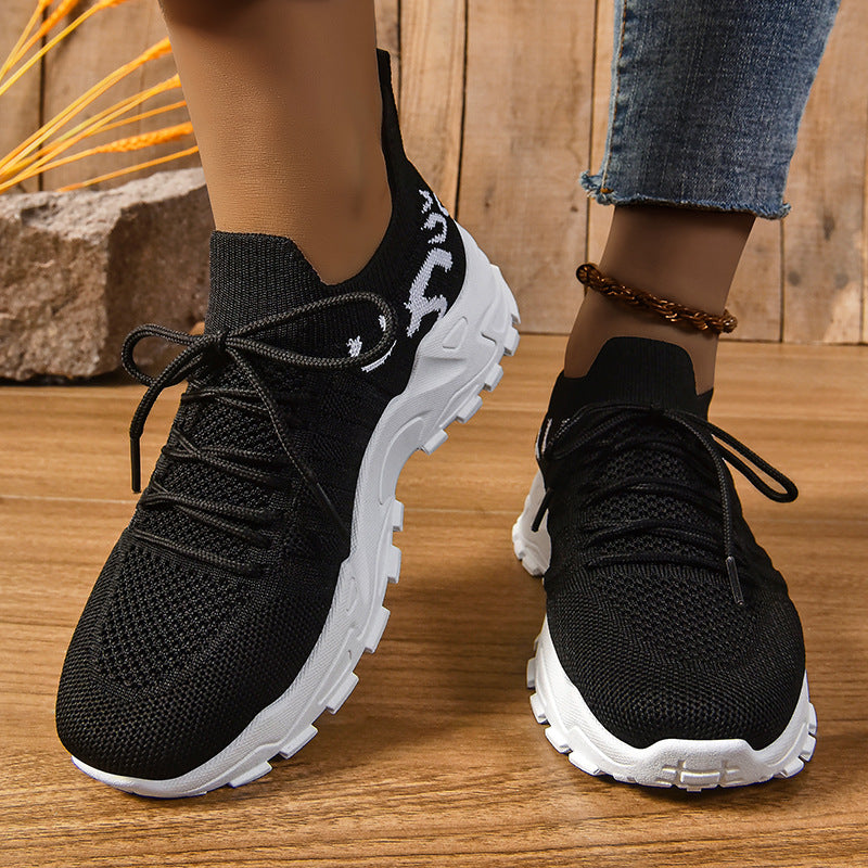 Damen Sneaker Sportlich Laufschuhe Schnellschnürsystem