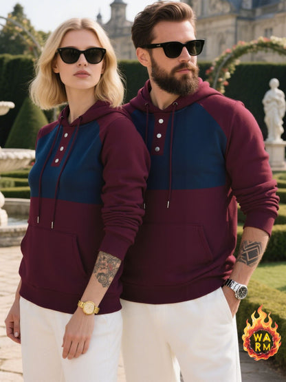Herren Hoodie Sportlich Knopfleiste Modern