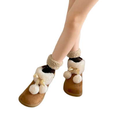 Damen Winterstiefel Warm Flauschig mit Pompon