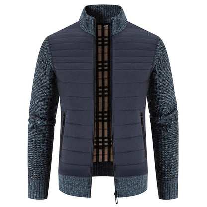 Herren Steppjacke Modern mit Strickärmeln und Hochkragen