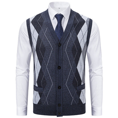 Herren Strickweste Classic Rautenmuster Elegante