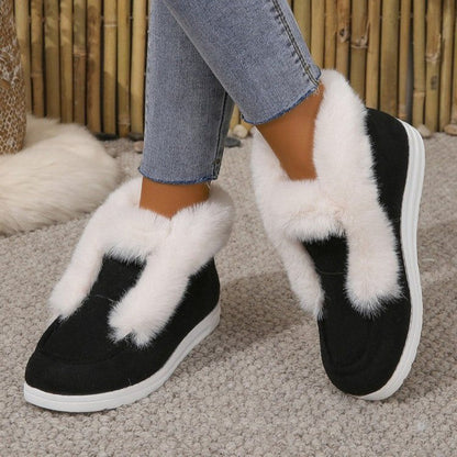 Damen Stiefeletten Weich Kunstfell Rutschfest Winter