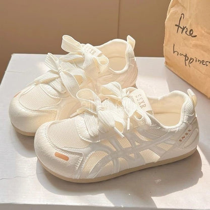 Damen Sneaker atmungsaktiv mit Schleifen Optik Mode
