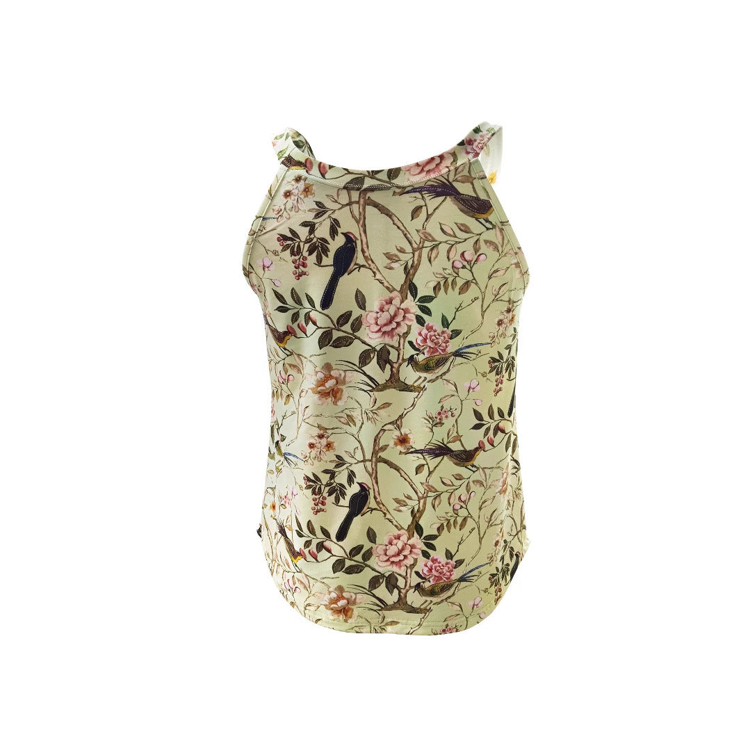 Damen Blumenshirt Ärmellos Sommerlang