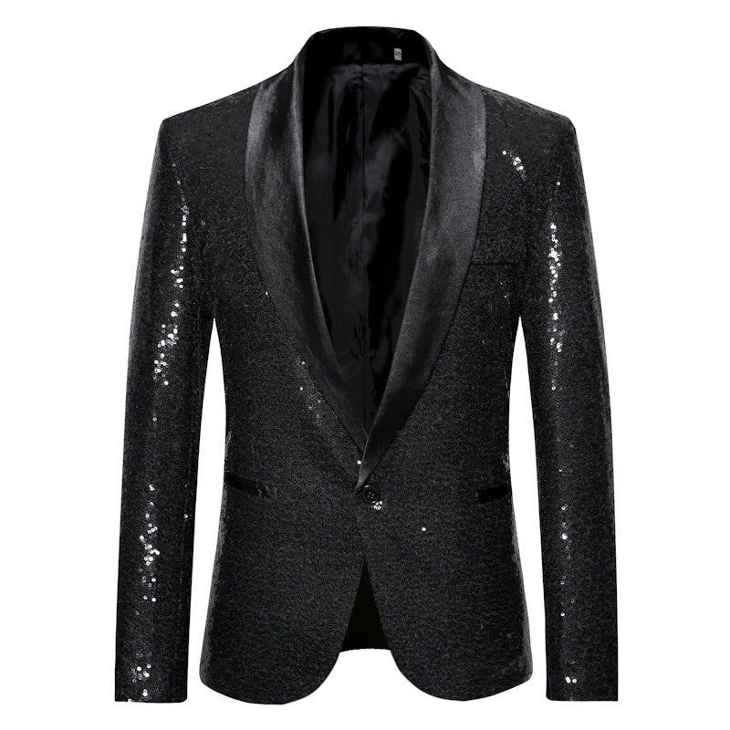 Herren Paillettenblazer Glamour Schwarz Elegant - BerlinGlamour