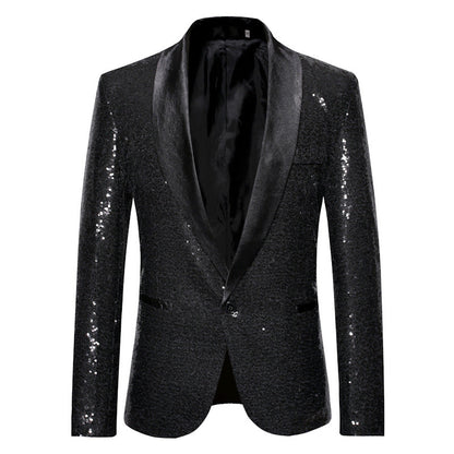 Herren Paillettenblazer Glamour Schwarz Elegant - BerlinGlamour