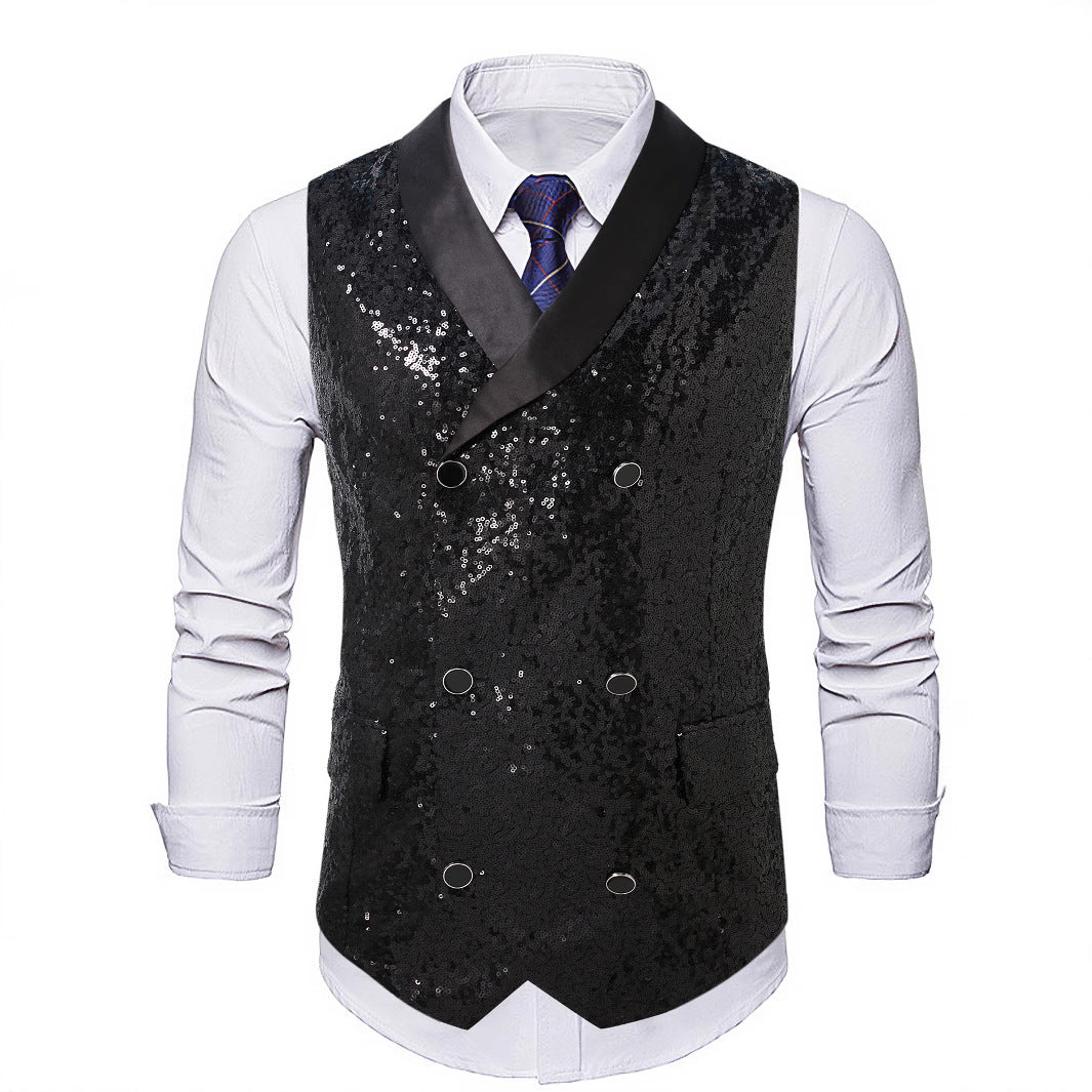 Eleganter Herren Anzug mit Pailletten Weste Glamour