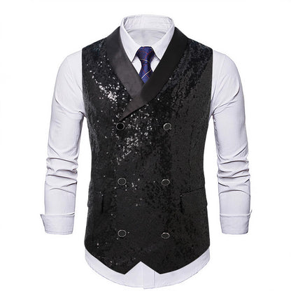 Eleganter Herren Anzug mit Pailletten Weste Glamour